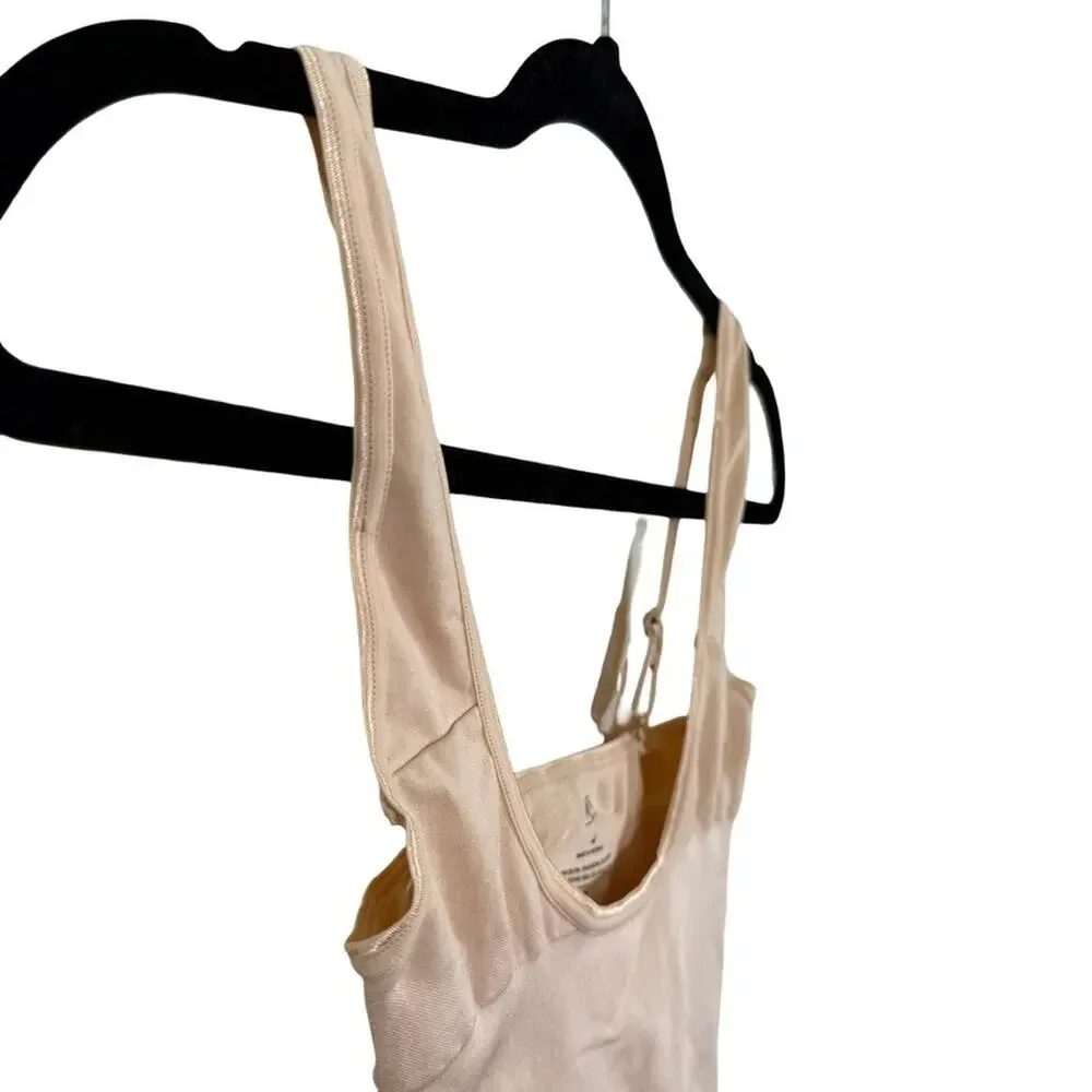 Assets by Spanx Shaping Open-Bust Bodysuit Beige Style 10247R Shaper Shapewear L